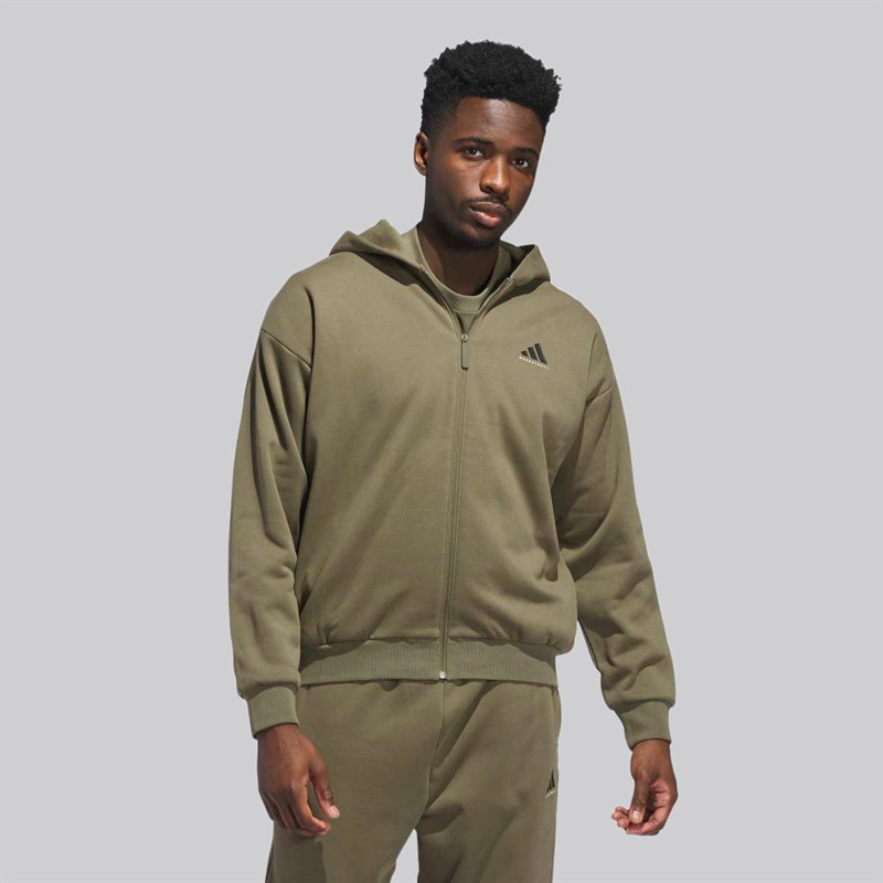 adidas Bluza z kapturem zapinana na zamek błyskawiczny adidas do koszykówki dla niego kolor Olive Strata
