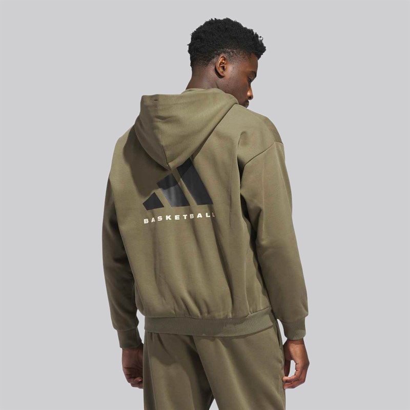 adidas Bluza z kapturem zapinana na zamek błyskawiczny adidas do koszykówki dla niego kolor Olive Strata
