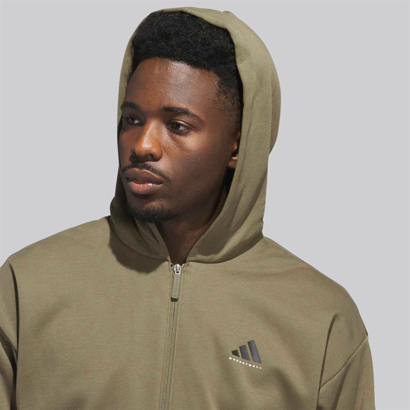 adidas Bluza z kapturem zapinana na zamek błyskawiczny adidas do koszykówki dla niego kolor Olive Strata