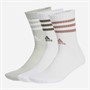 adidas 3-Stripes Sportswear Cushioned Three Pack Crew Socks White/White/Wonder Silver