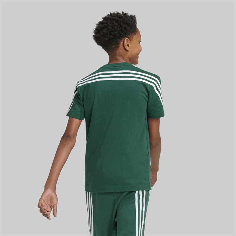 adidas Junior Boys Future Icons 3 Stripes T-Shirt Collegiate Green/White