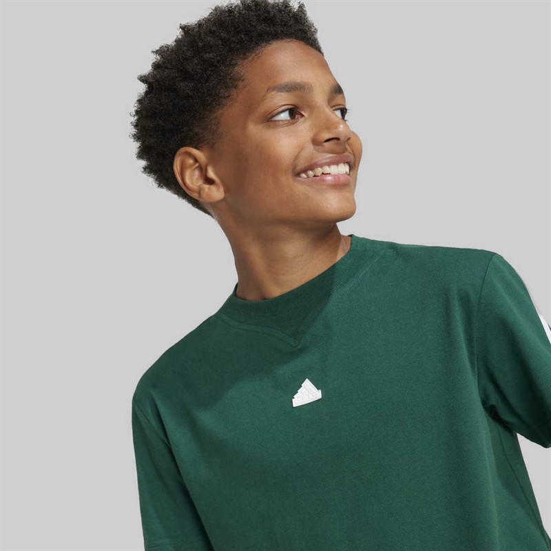 adidas Junior Boys Future Icons 3 Stripes T-Shirt Collegiate Green/White