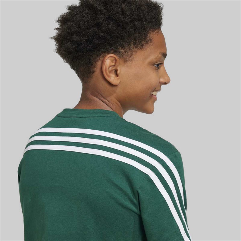 adidas Junior Boys Future Icons 3 Stripes T-Shirt Collegiate Green/White