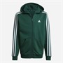 adidas Junior Boys Essentials 3 Stripes Full Zip Hoodie Collegiate Green/White