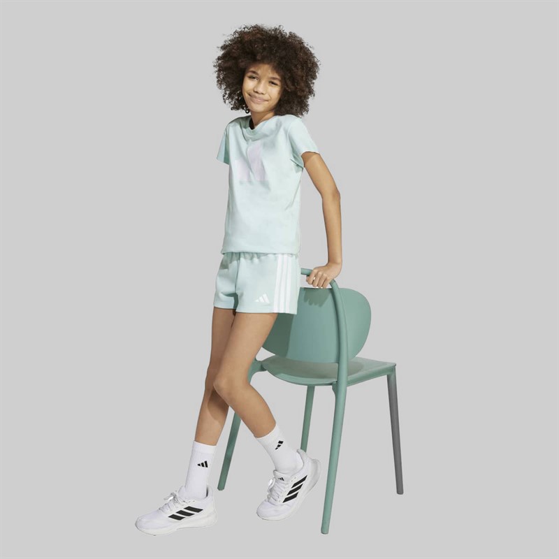 adidas Junior Girls Essentials Shorts Halo Mint/White