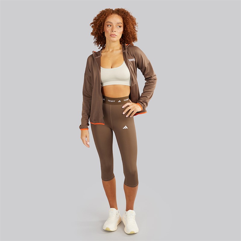adidas Womens Techfit Capri Leggings Earth Strata