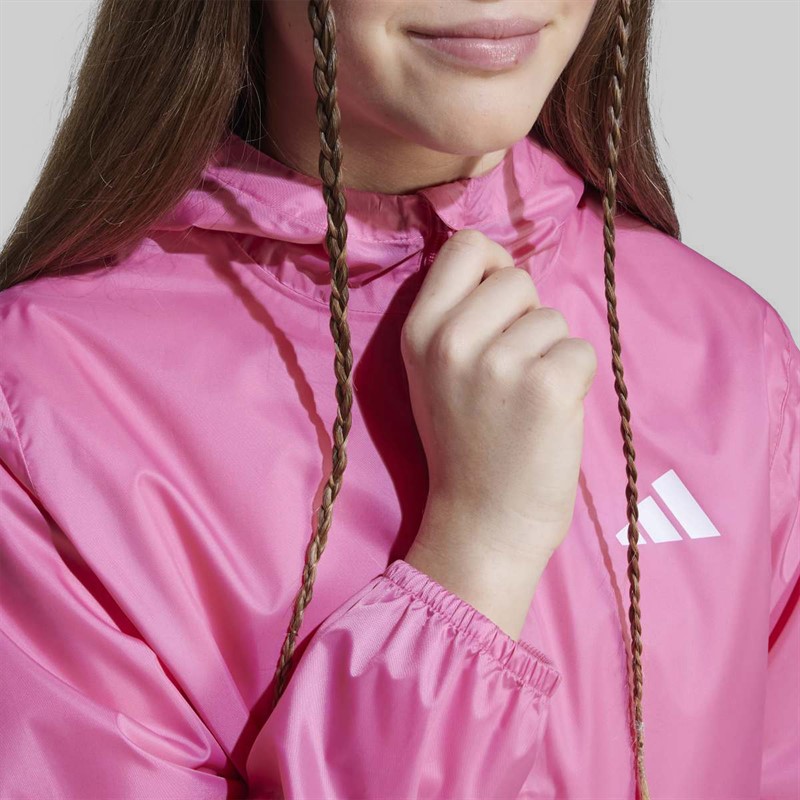 adidas Junior Girls Rain Full Zip Jacket Pink Fusion