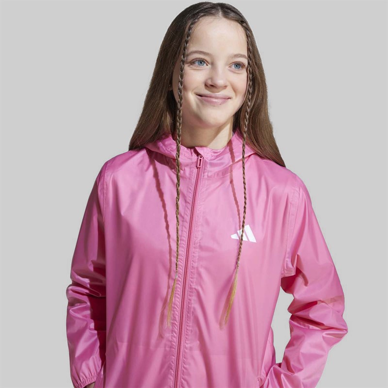 adidas Junior Girls Rain Full Zip Jacket Pink Fusion