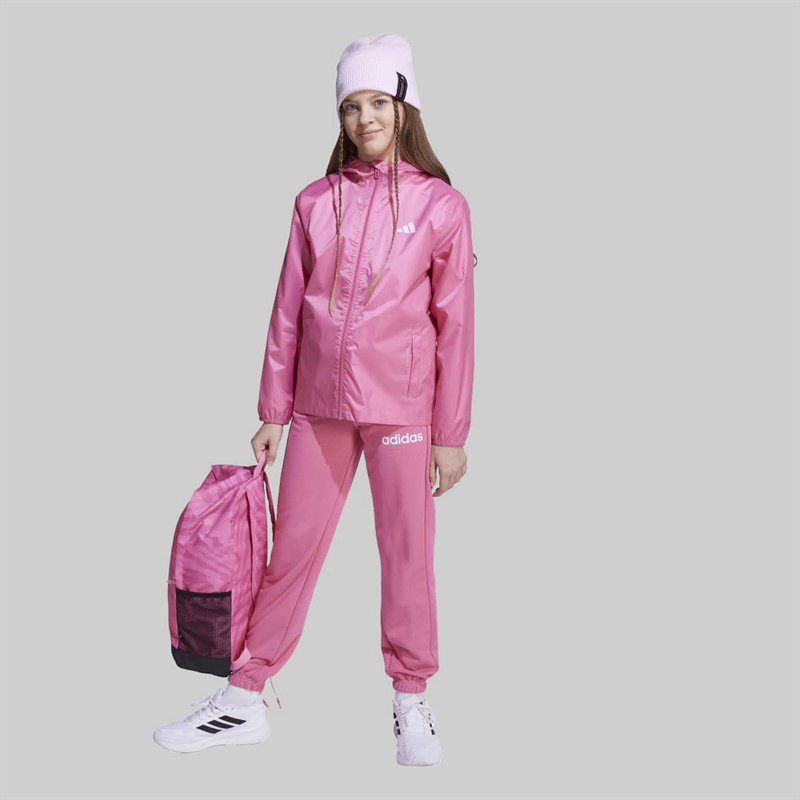adidas Junior Girls Rain Full Zip Jacket Pink Fusion