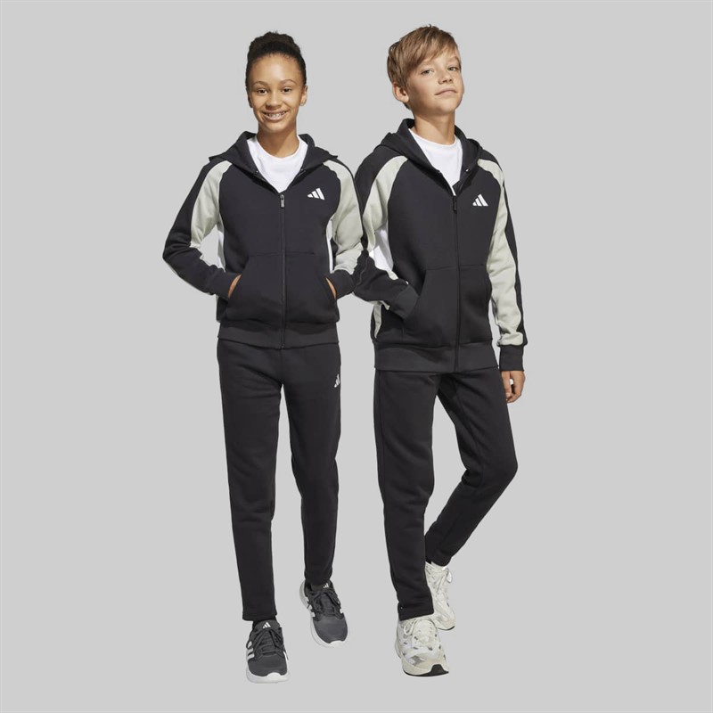 adidas Junior Seasonal Essentials Colourblock Tracksuit Black/Wonder Silver/White