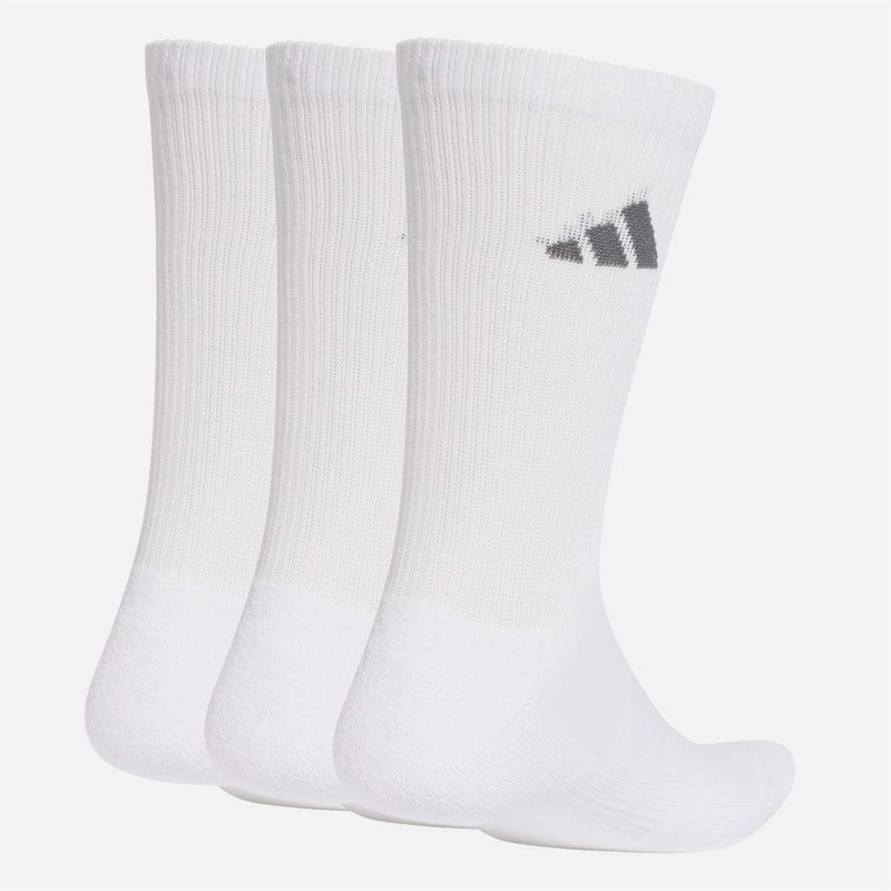 adidas Essentials Cushioned Three Pack Crew Socks White/White/Grey Five