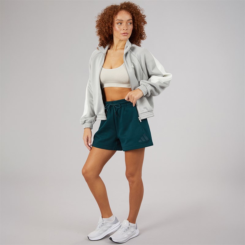 adidas Womens Stadium Full Zip Track Top Metal Grey/Off White