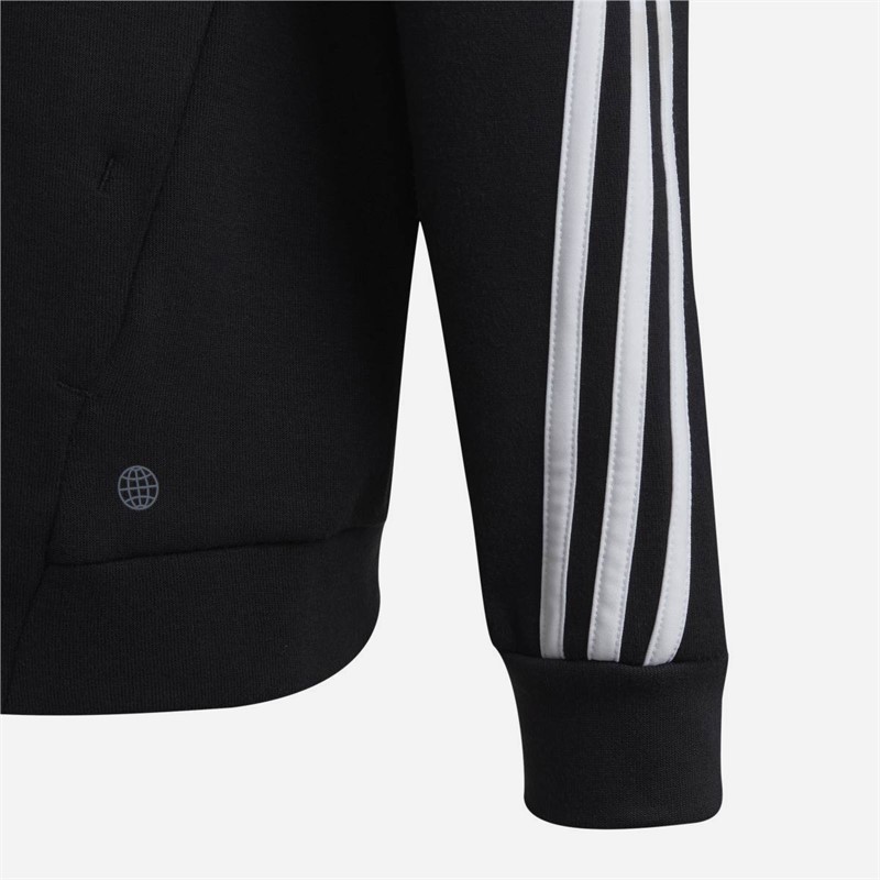 adidas Junior Future Icons 3 Stripes Full Zip Hoodie Black/White