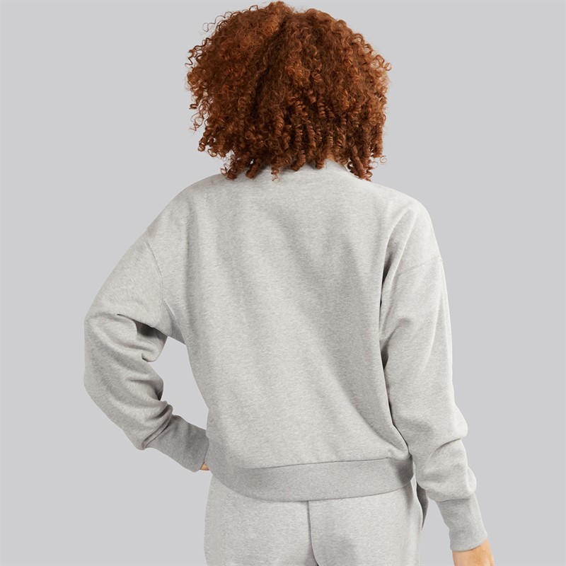 adidas Womens All SZN Fleece Loose Fit Sweatshirt Medium Grey Heather