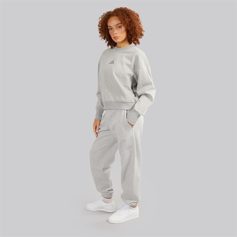 adidas Womens All SZN Fleece Loose Fit Sweatshirt Medium Grey Heather
