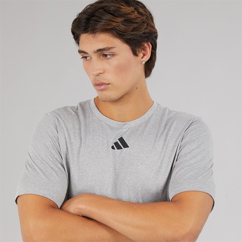 adidas Mens Pregame T-Shirt Medium Grey Heather/Black