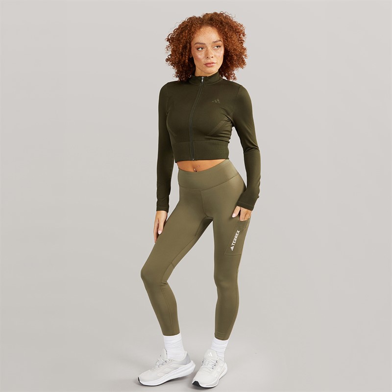 adidas Womens Terrex Leggings Olive Strata
