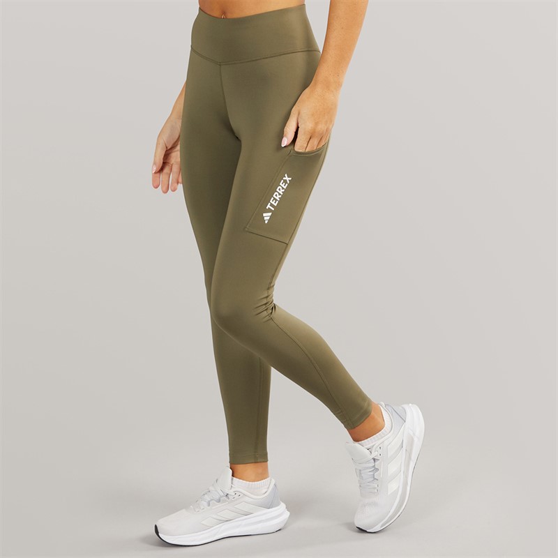 adidas Womens Terrex Leggings Olive Strata