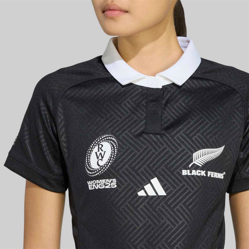 adidas Womens NZ RWC New Zealand Black Ferns 2025 Rugby World Cup Home Jersey All Black