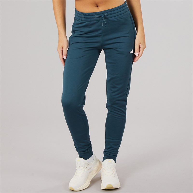 adidas Womens AEROREADY Dame And Go Trapered Fleece Joggers Arctic Night/White
