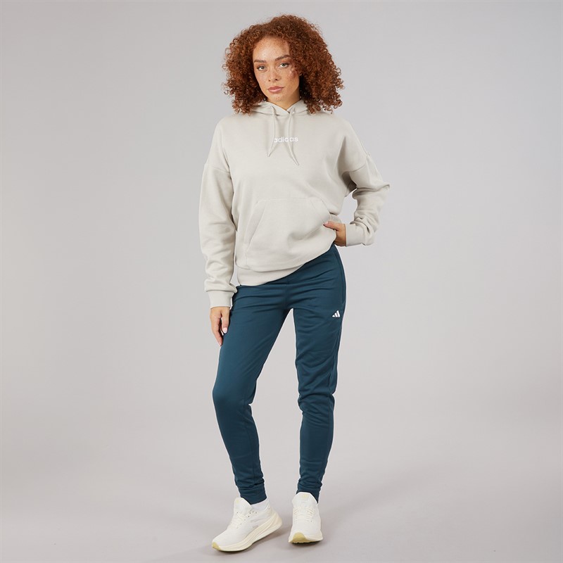 adidas Womens AEROREADY Dame And Go Trapered Fleece Joggers Arctic Night/White