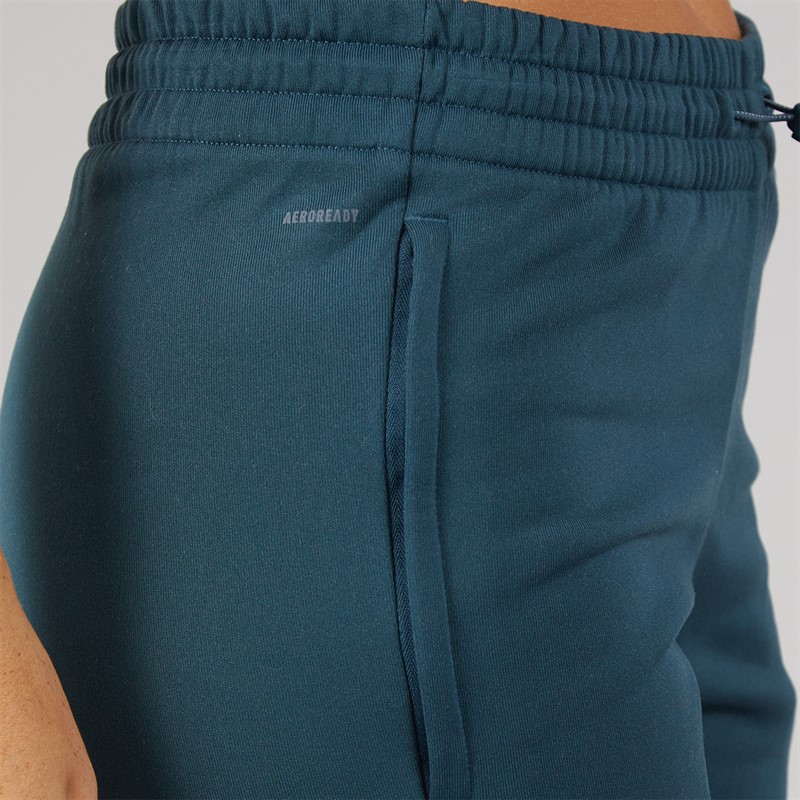 adidas Womens AEROREADY Dame And Go Trapered Fleece Joggers Arctic Night/White