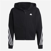 adidas Junior Girls Future Icons 3 Stripes Full Zip Hoodie Black/White