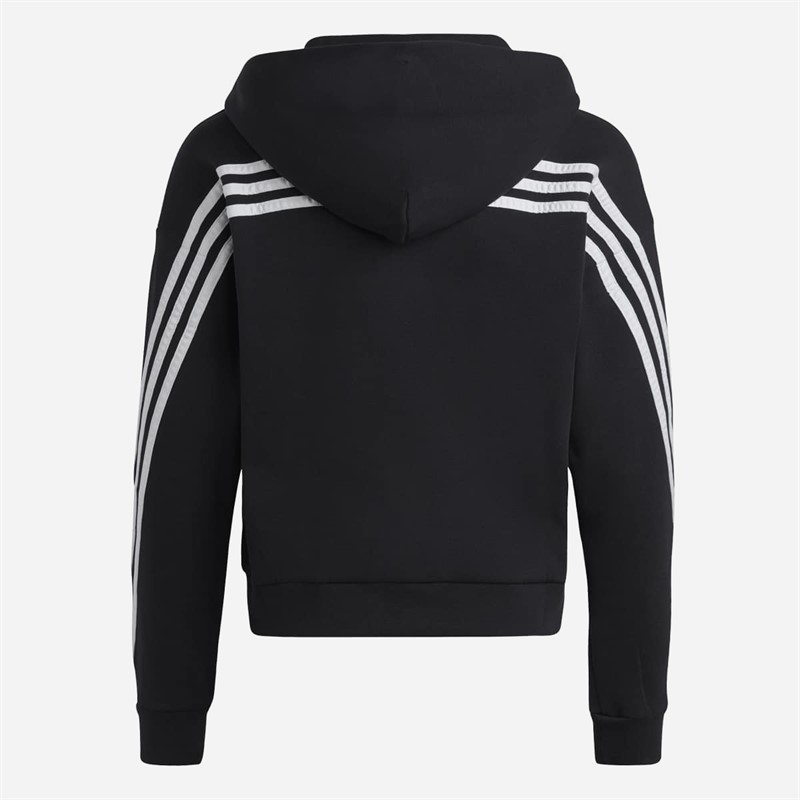 adidas Junior Girls Future Icons 3 Stripes Full Zip Hoodie Black/White