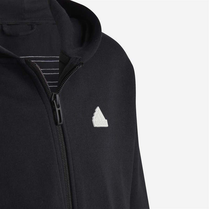 adidas Junior Girls Future Icons 3 Stripes Full Zip Hoodie Black/White