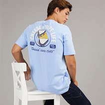 adidas Mens Food Grilled Cheese Back Graphic T-Shirt Glow Blue