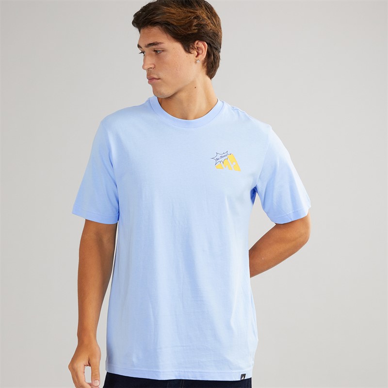 adidas Mens Food Grilled Cheese Back Graphic T-Shirt Glow Blue