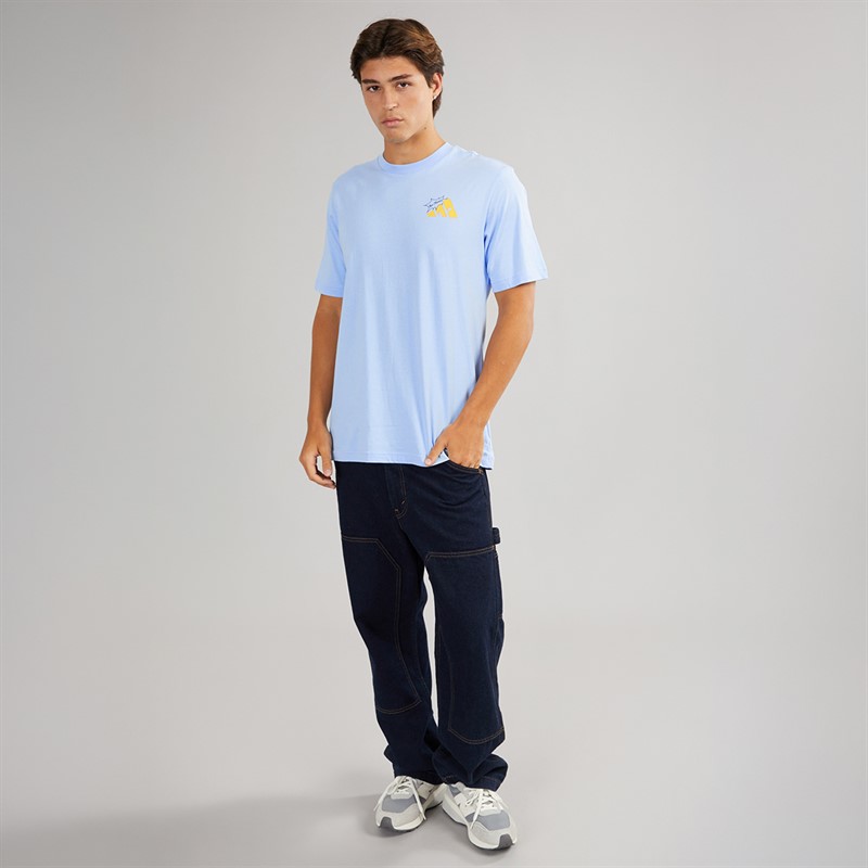 adidas Mens Food Grilled Cheese Back Graphic T-Shirt Glow Blue