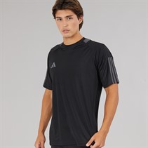 adidas Mens Aeroready Sereno 3-Stripes T-Shirt Black/Grey Six