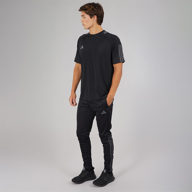 adidas Mens Aeroready Sereno 3-Stripes T-Shirt Black/Grey Six