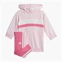 adidas Infant Girls Seasonal Essentials Tiberio 3 Stripes Hoodie And Leggings Set Clear Pink/Pink Fusion/White