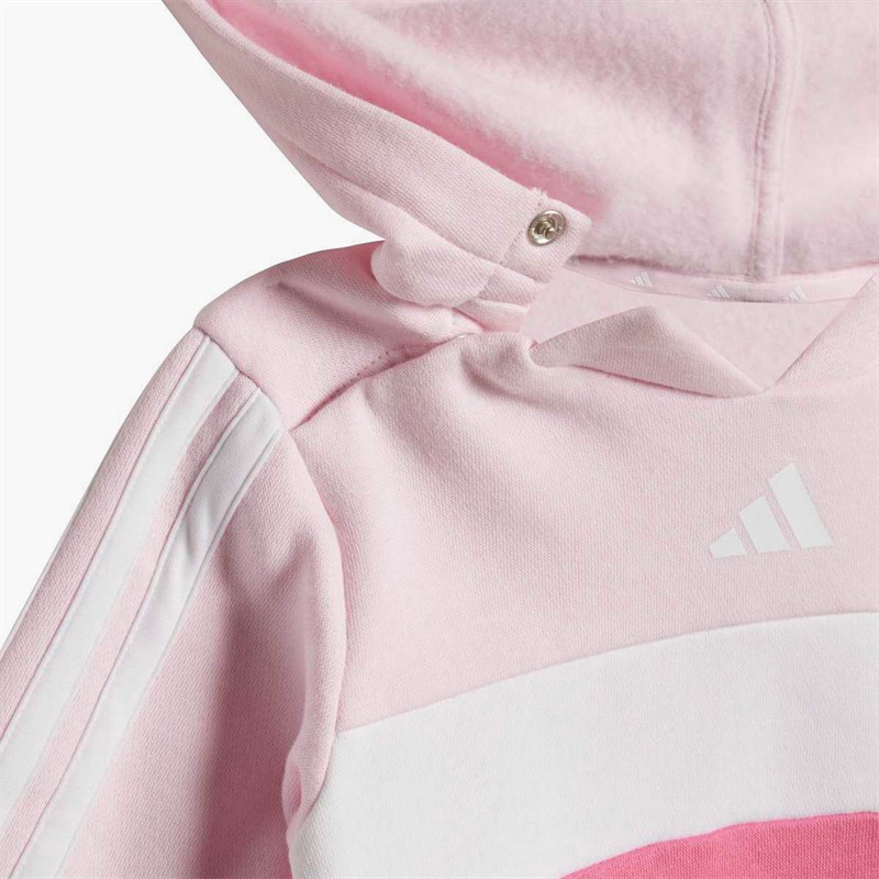 adidas Infant Girls Seasonal Essentials Tiberio 3 Stripes Hoodie And Leggings Set Clear Pink/Pink Fusion/White