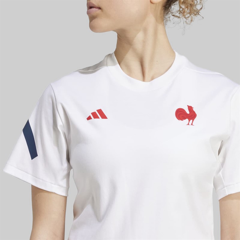 adidas Womens FFR France Rugby Travel T-Shirt White