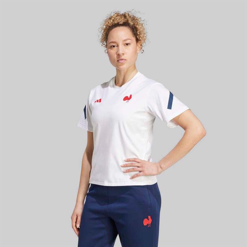adidas Womens FFR France Rugby Travel T-Shirt White