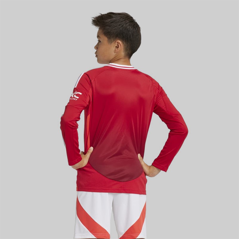 adidas Junior Boys MUFC Manchester United 24/25 Home Long Sleeve Jersey Mufc Red