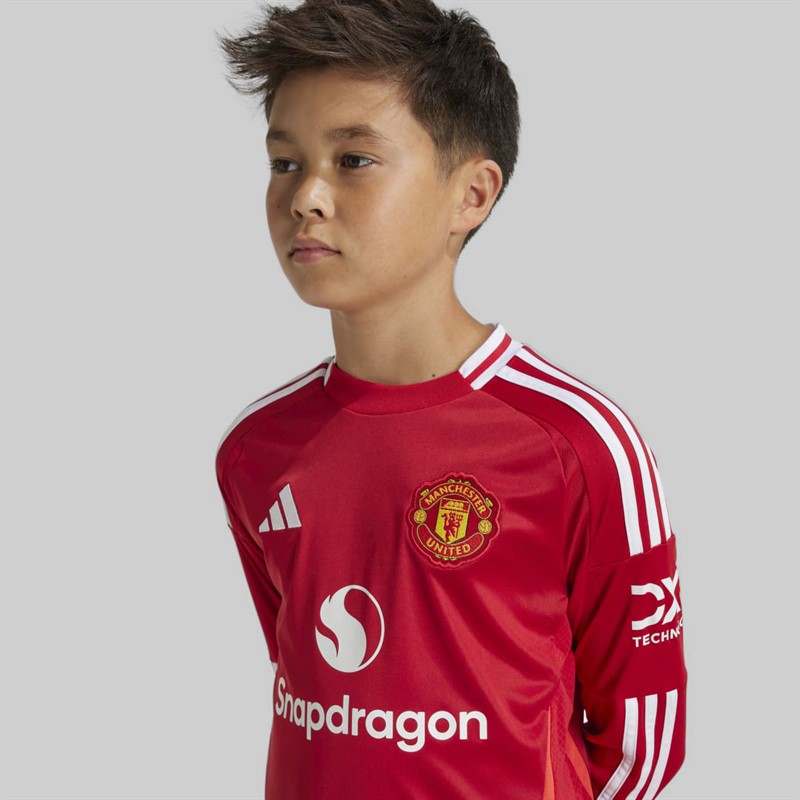 adidas Junior Boys MUFC Manchester United 24/25 Home Long Sleeve Jersey Mufc Red