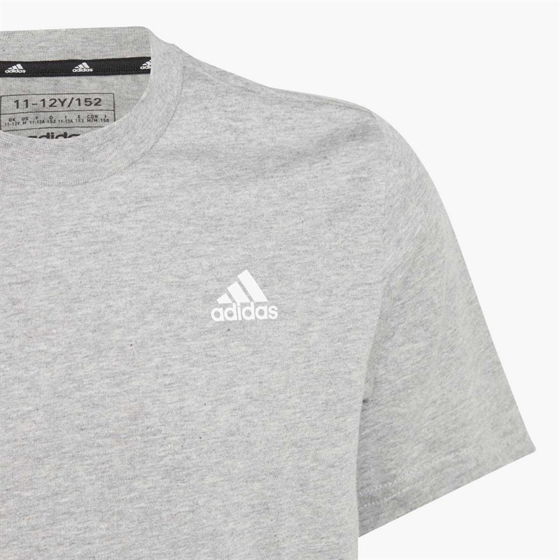 adidas Junior Boys Essentials Small Logo T-Shirt Medium Grey Heather/White