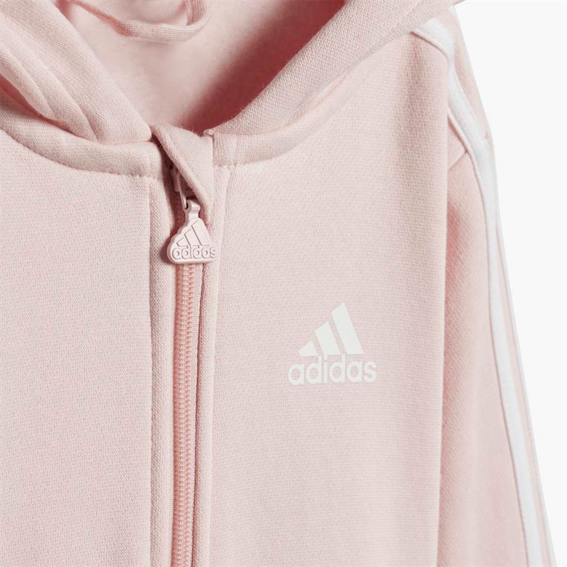 adidas Infant Girls Essentials Full Zip Hoodie And Joggers Set Sandy Pink/White