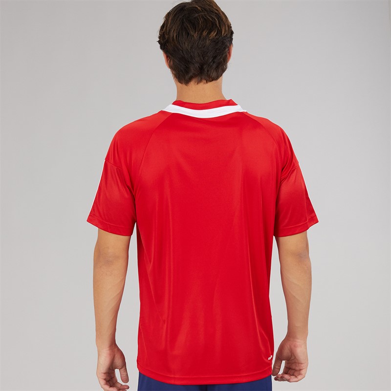 adidas Mens Aeroready Sereno 3-Stripes T-Shirt Better Scarlet/White