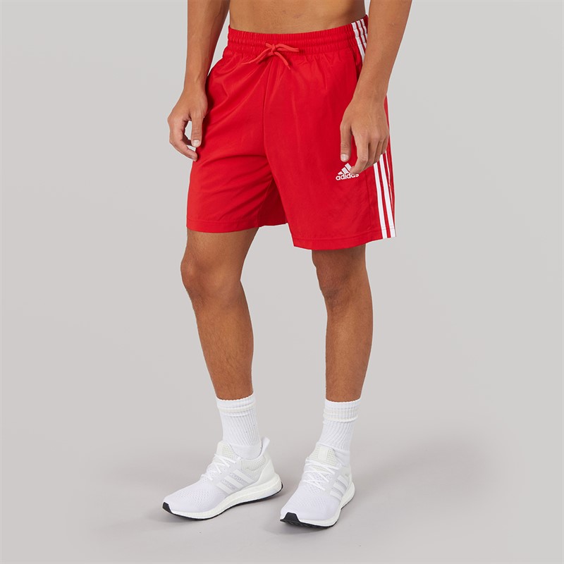adidas Mens Aeroready Essentials 3-Stripes Chelsea Shorts Better Scarlet/White