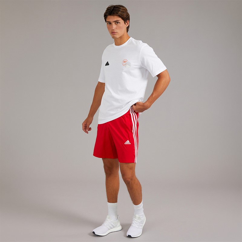adidas Mens Aeroready Essentials 3-Stripes Chelsea Shorts Better Scarlet/White
