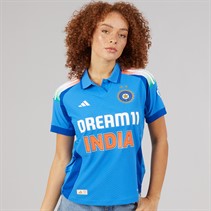 adidas Womens India Cricket Odi One Day International Jersey True Blue