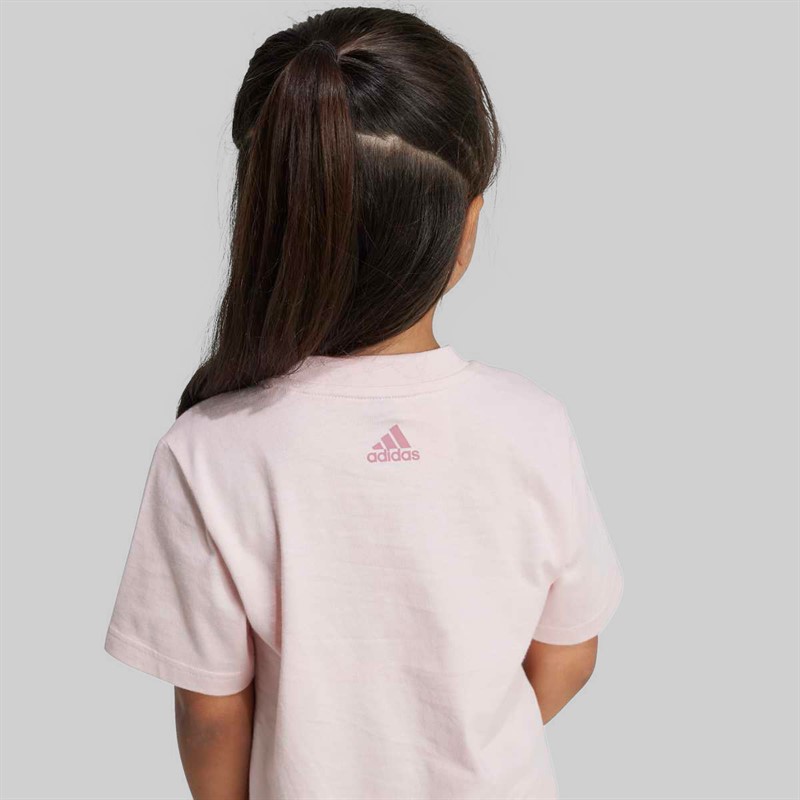 adidas Girls Essentials Logo T-Shirt And Shorts Set Sand Pink