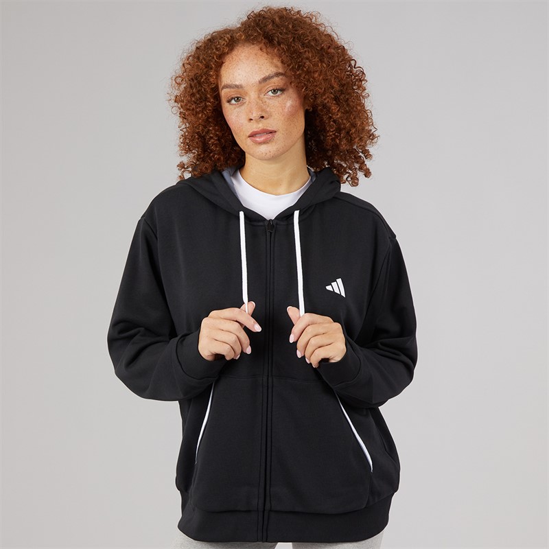 adidas Womens Essentials Colour Pop Full Zip Hoodie Black