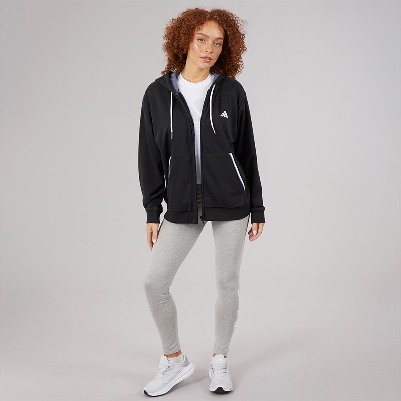 adidas Womens Essentials Colour Pop Full Zip Hoodie Black