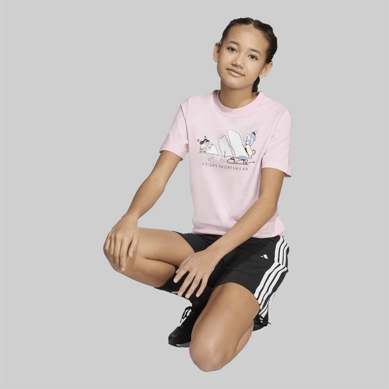 adidas Junior Girls Winter Sports Graphic T-Shirt Clear Pink